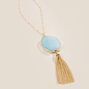 Francescas Blue Stone Tassel Necklace